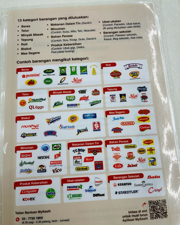 13 kategori barangan yang diluluskan untuk MY Kasih (Bantuan SARA 2025)