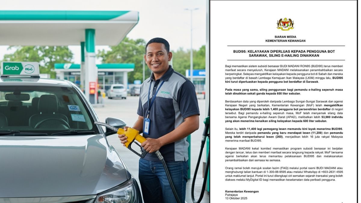 BUDI95 e-Hailing 2025 Kouta Dinaikkan Kepada 600 Liter Sebulan